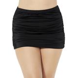 Plus Size Women's Shirred High Waist Swim Skirt by Swimsuits For All in Black (Size 12)