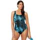 Plus Size Women's Chlorine Resistant Spliced Tank One Piece Swimsuit by Swimsuits For All in New Green Labyrinth (Size 14)