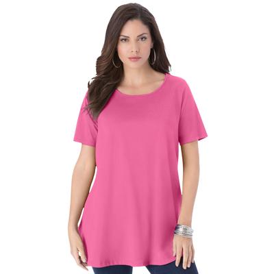 Plus Size Women's Swing Ultimate Tee with Keyhole Back by Roaman's in Vintage Rose (Size 6X) Short Sleeve T-Shirt
