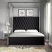 Everly Quinn Tufted Canopy Bed Upholstered/Velvet/Metal in Black | 78.5 H x 66.5 W x 86.5 D in | Wayfair A1949EA895324109ADD811FA26241243