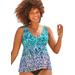 Plus Size Women's V-Neck Flowy Tankini Top by Swimsuits For All in Green Faded (Size 18)