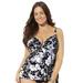 Plus Size Women's Bra Sized Faux Flyaway Underwire Tankini Top by Swimsuits For All in Neutral Floral (Size 38 G)