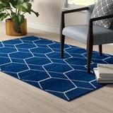 Blue/Navy 108 x 0.5 in Area Rug - George Oliver Debrodie Geometric Navy Blue Area Rug Polypropylene | 108 W x 0.5 D in | Wayfair