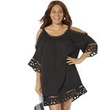 Plus Size Women's Vera Crochet Cold Shoulder Cover Up Dress by Swimsuits For All in Black (Size 18/20)