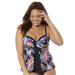 Plus Size Women's Faux Flyaway Underwire Tankini Top by Swimsuits For All in Multi Leaves (Size 18)