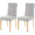 Set 2x sedie HWC-E58 sala da pranzo legno tessuto grigio gambe chiare - grey