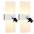 2 Pack Smart LED Wall Lights Battery with Switch, USB Rechargeable Touch Sensing Bedside Reading Lamp 2.8W Portable Magnetic Night Light Acrylic Wireless Sconce Lamp for Kitchen Bedroom,Warm light