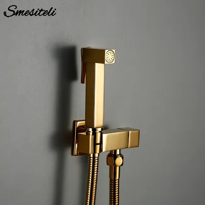 Smesiteli – Kit de Douche et toilettes pulvérisateur de Bidet brillant poli or laiton massif