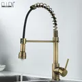 Len robinet de cuisine en Bronze Antique robinet mitigeur d'eau chaude et froide Type à ressort en