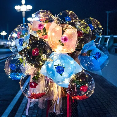 Ballon lumineux réutilisable à LED lumières colorées Transparent rond boule de Rose décoration