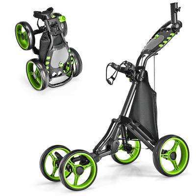 Costway Golf Push Pull Cart with Foot Brake-Green