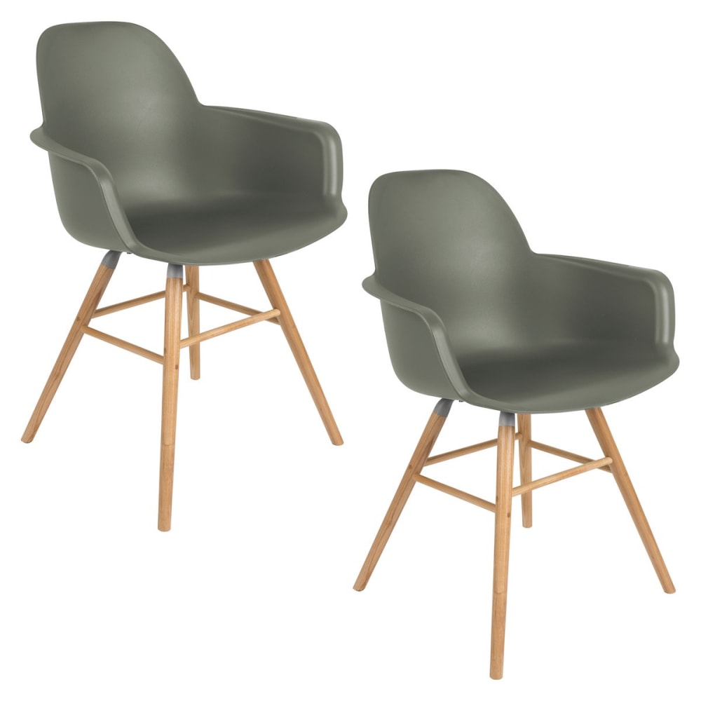 Lot de 2 fauteuils de repas en polypropylene vert