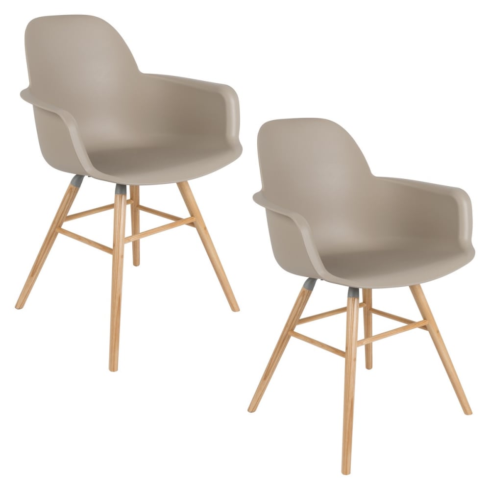 Lot de 2 fauteuils de table en polypropylene taupe