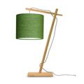 Lampe de table bambou/lin vert H46cm