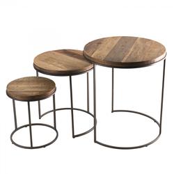 Tables d'appoint en teck recyclé acacia mahogany pieds métal noir D50