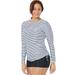 Plus Size Women's Chlorine Resistant Side-Tie Adjustable Long Sleeve Swim Tee by Swimsuits For All in Black Stripe (Size 14)