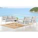 Beachcrest Home™ Urgeon 4 Piece Outdoor Seating Set in Aluminum & Teak w/ Cushions Metal in White | 28 H x 78 W x 32 D in | Wayfair
