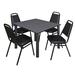 Inbox Zero Kee Square Breakroom Table Top, 4 Restaurant Stack Chairs Metal in Gray/Black | 29 H x 30 W x 30 D in | Wayfair