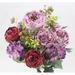 Primrue Artificial Spring Mixed Flower 14 Stem Rose/Hydrangea Bush Polyester in Red | 21 H x 18 W x 18 D in | Wayfair