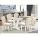 Greyleigh™ Harwood 6 - Person Rubberwood Solid Wood Dining Set Wood/Upholstered in White | Wayfair 0B60365AA57241A281EE6D9C5CE398D7