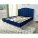 Everly Quinn Jochelle Upholstered Low Profile Platform Bed Velvet, Metal in Blue | 54 H x 81.5 W x 89 D in | Wayfair