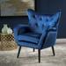 Wingback Chair - House of Hampton® Danney 30" Wide Tufted Wingback Chair Velvet/Fabric in Blue | 39.75 H x 30 W x 34.25 D in | Wayfair