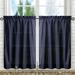 August Grove® Ellis Solid Color Tailored 56" Cafe Curtain Set of 2 Polyester/100% Cotton in White/Blue/Black | 36 H x 56 W x 1.5 D in | Wayfair