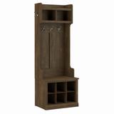 "kathy ireland® Home by Bush Furniture Woodland 24W Hall Tree and Small Shoe Bench with Shelves in Ash Brown - Bush Furniture WDL008ABR "