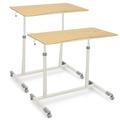 Costway Height Adjustable Computer Desk Sit to Stand Rolling Notebook Table -Natural