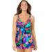 Plus Size Women's Loop Strap Two-Piece Swimdress by Swimsuits For All in Multi Tropical (Size 26)