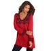 Plus Size Women's Fit-And-Flare Tunic Sweater by Roaman's in Red Black Fair Isle (Size 30/32)