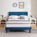 Trent Austin Design® Kempst Upholstered Platform Bed Frame/Mattress Foundation w/ Height Adjustable Headboard Metal in Blue | Wayfair