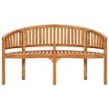 Red Barrel Studio® Banana Bench Outdoor Patio Banana Bench w/ Armrest Teak Wood/Natural Hardwoods in Brown/White | Wayfair