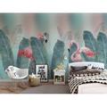 GK Wall Design Flamingo Banana Leaf Tropical Leaves Removable Textured Wallpaper Non-Woven | 112 W in | Wayfair GKWP000392W112H75