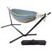 Arlmont & Co. Devante Double Brazilian Outdoor Hammock w/ Stand Polyester/Cotton in Gray | 39 H x 39 W x 113 D in | Wayfair