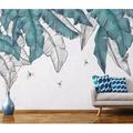 GK Wall Design Banana Leaf Dragonfly Tropical Leaves Exotic Removable Textured Wallpaper Non-Woven in Gray/White | 112 W in | Wayfair