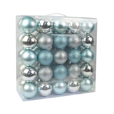 Combo 50Pk 3 Inch Shiny Glitter Square-Silver/Blue Christmas Ornament- Jeco Wholesale CHD-TA139