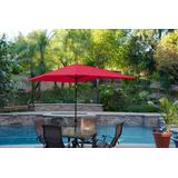 6.5' X 10' Aluminum Patio Market Umbrella Tilt With Crank - Red Fabric/Black Pole- Jeco Wholesale UBP61-UBF61