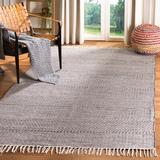 Black/White 27 x 0.28 in Area Rug - Dakota Fields Bester Striped Hand-Woven Flatweave Cotton Ivory/Anthracite Area Rug Cotton | Wayfair