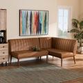 Baxton Studio Daymond Mid-Century Modern Tan Faux Leather & Walnut Brown Finished Wood 2-PC Dining Nook Banquette Set - Wholesale Interiors BBT8051.12-Tan/Walnut-2PC SF Bench