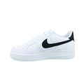 Nike AIR Force 1 (GS) Basketball Shoe, White Black, 4 UK