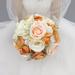 Abbie Home Orange Rose Bouquet-9 Inch Champagne Pink Blooming Rose White Hydrangea Real Touch Bridal Wedding Flowers, Size 11.0 H x 9.0 W x 9.0 D in