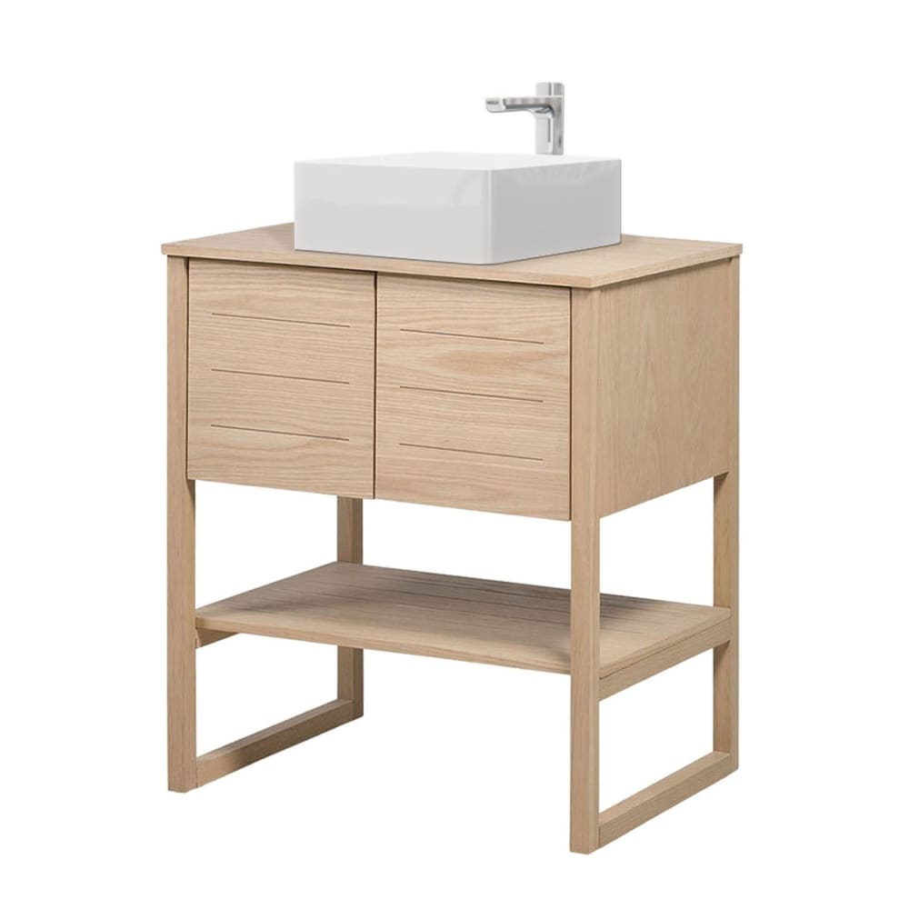 Meuble salle de bain Chêne naturel 70 cm + Vasque carrée 36 cm