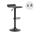 Tabourets de bar design réglable PU noir pieds noirs (x4)