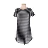 Zanzea Collection Casual Dress Crew Neck Short Sleeve: Black Stripes Dresses - Women's Size 8