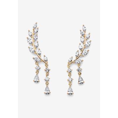 Women's Goldtone Marquise Cut Ear Climber Drop Earrings Cubic Zirconia (3 cttw TDW) by PalmBeach Jewelry in Gold