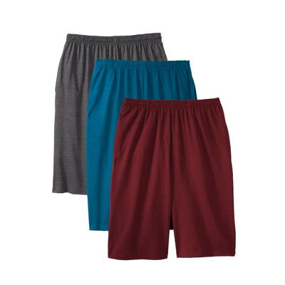 Men's Big & Tall Lightweight Extra Long Shorts 3-Pack by KingSize in Assorted Colors (Size 3XL)