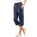 Plus Size Women's Soft Knit Capri Pant by Roaman's in Navy (Size 1X)