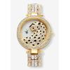 Women's Princess-Cut And Round Crystal Goldtone Leopard Fashion Watch 7.5" by PalmBeach Jewelry in Gold