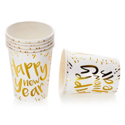 Gobelets en carton ""Happy new year"", 250 ml, 8 pièces